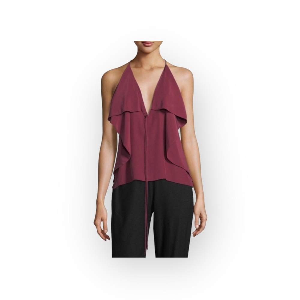 new Robert Rodriguez 𖤐 Strappy Silk Red Carpet Draped Cami Top 𖤐 Wine 𖤐 12 L - Picture 3 of 15